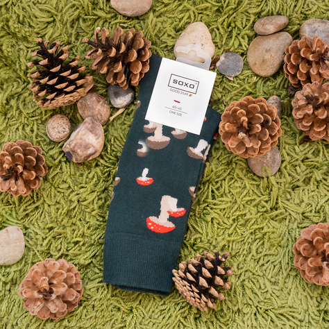 Chaussettes colorées pour hommes SOXO GOOD STUFF en coton avec champignon 