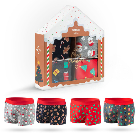 Lot de 4x caleçons de Noël pour hommes, idée cadeau parfaite 