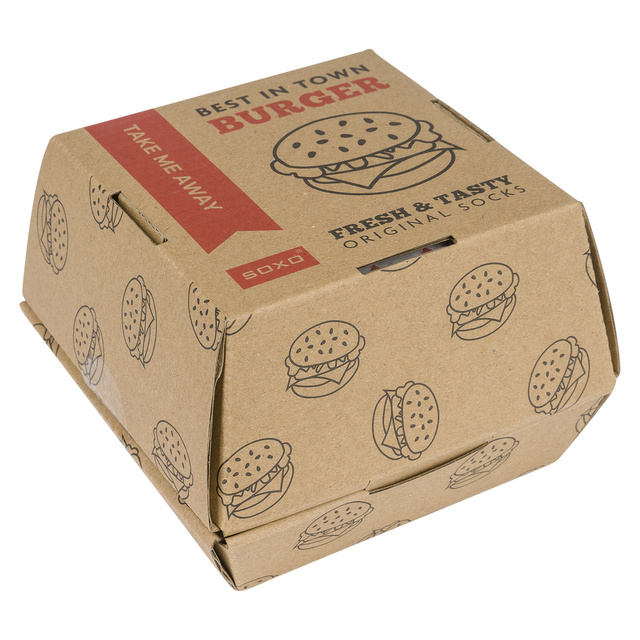 Ensemble de chaussettes à steak et de chaussettes à hamburger dans une boîte