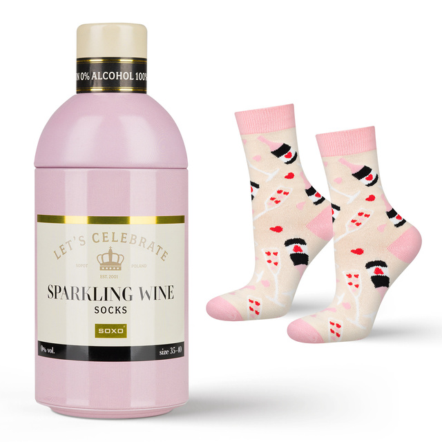 Chaussettes pour femmes SOXO GOOD STUFF drôles de Sparkling Wine dans une bouteille cadeau