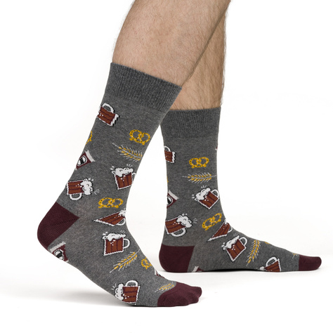 Chaussettes colorées SOXO GOOD STUFF pour hommes, canette de bière, cadeau pour petit ami, marron 