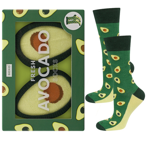 Lot de 2x chaussettes SOXO Femme | Homme | Avocat en boîte | Ananas en boîte | chaussettes fun pour Elle | pour Lui Unisexe