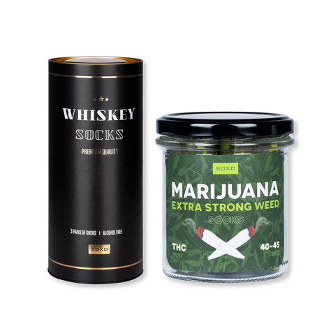 Set 4x SOXO Men's Socks | Boy's Day | Whiskey in a tube | Marijuana in a jar | pour un cadeau pour lui