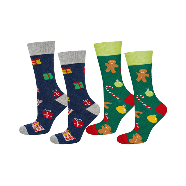 Lot de 2 chaussettes de Noël colorées pour hommes SOXO GOOD STUFF