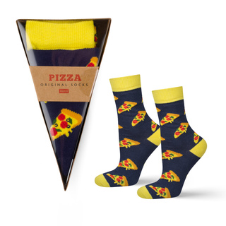 Chaussettes SOXO colorées pour hommes et femmes avec pizza dans une boîte | cadeau pour un homme | cadeau pour femme