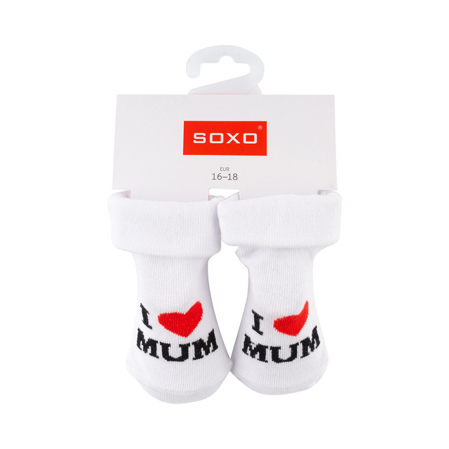 Lot de 3x chaussettes bébé SOXO bleu marine avec inscription 