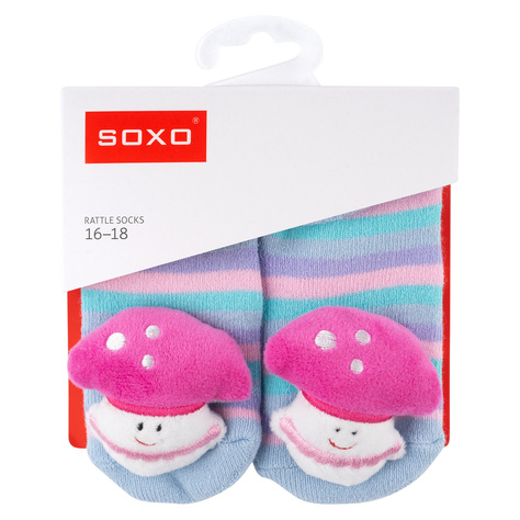 Lot de 3x chaussettes colorées SOXO pour bébé avec hochet