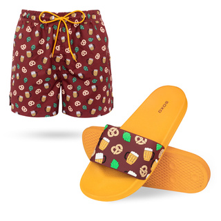 Maillot de bain + tongs motif bière