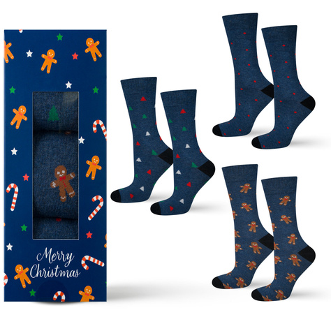 Lot de 3x chaussettes colorées SOXO GOOD STUFF pour hommes Cadeau de Noël joyeux