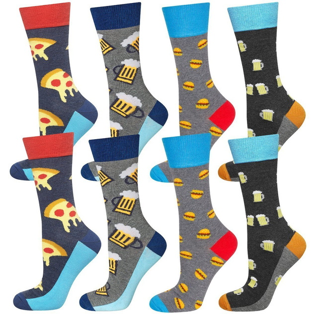 Set 4x SOXO GOOD STUFF chaussettes homme colorées drôle Pizza 