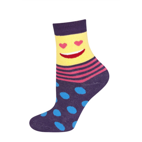 Chaussettes pour enfants violet SOXO chaud jolly smiley face terry