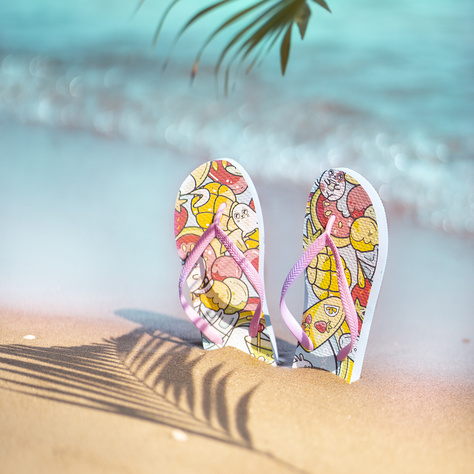 Comfort Women's Men's SOXO Beach Flip Flops | Cheerful & Colorful Fruits | Perfect for Beach Holidays and the Pool