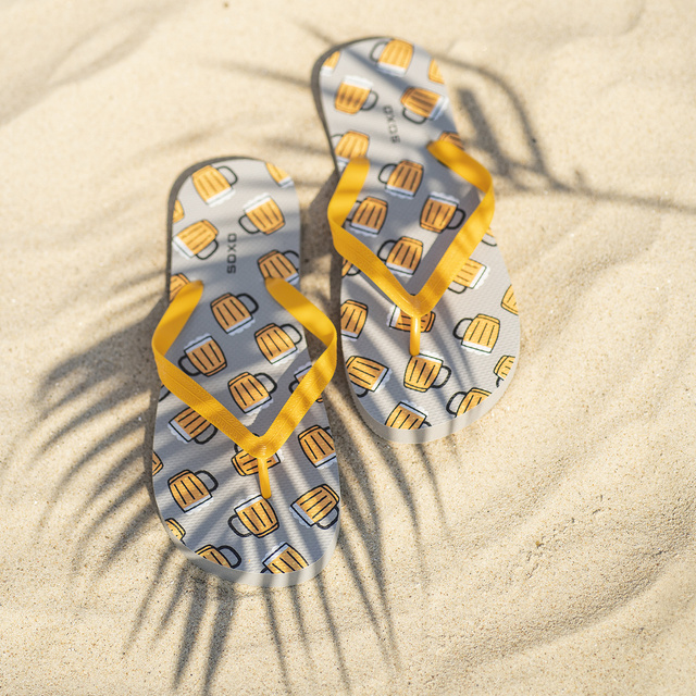 Tongs Comfort de plage pour femme pour hommes SOXO | Bière joyeuse et colorée | Idéal pour des vacances à la plage et une piscine