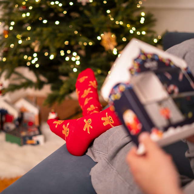 Set 4x chaussettes colorées pour hommes SOXO GOOD STUFF joyeux Noël cadeau chaussettes en coton