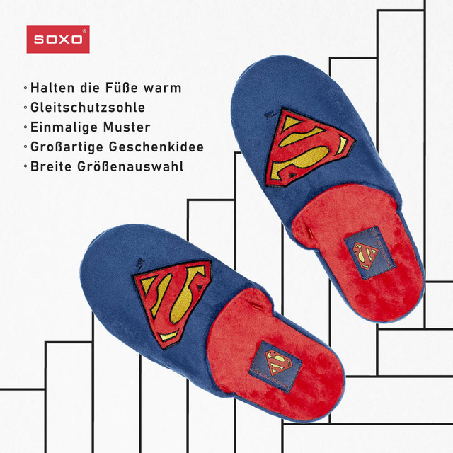 Lot de 1x Chaussettes colorées SOXO Superman et 1x Chaussons homme Superman
