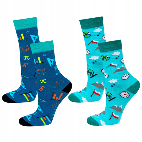 Lot de 2x chaussettes pour enfants SOXO maths géographie