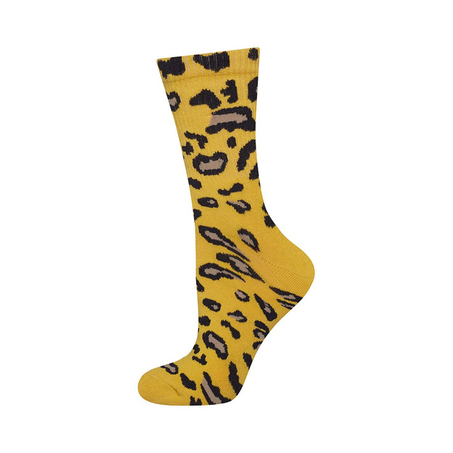 Chaussettes SOXO pour femmes avec panthère jaune et beige - pack de 2