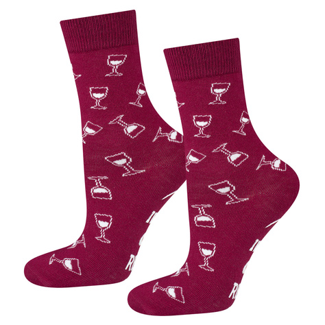 Ensemble Chaussettes colorées pour femmes et Thermo-warmer gris SOXO LARGE 1.8l en pull-over pour la Saint-Valentin | Vin rouge