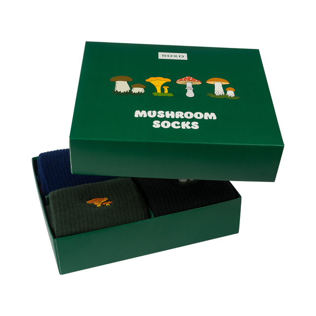 Lot de 4x chaussettes à champignons SOXO pour hommes dans un paquet édition premium