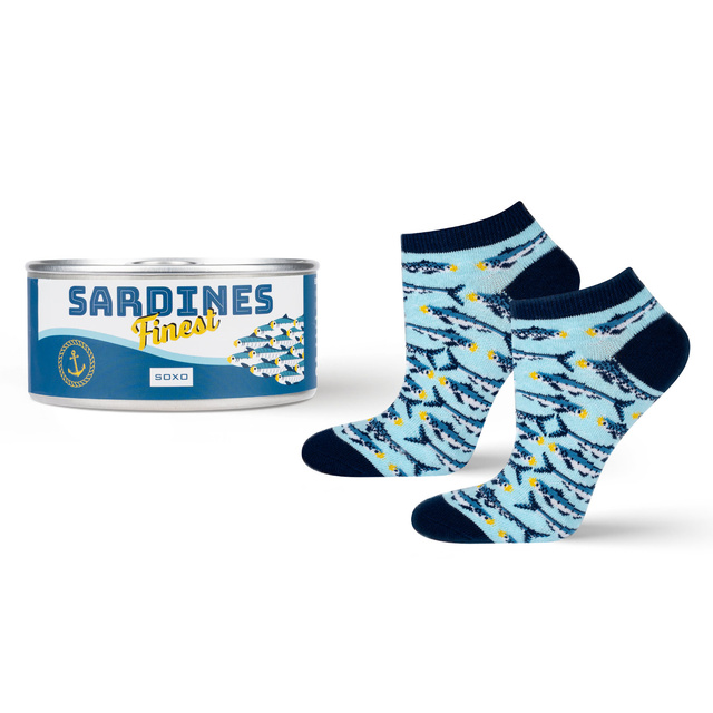 Pieds de femme colorés SOXO GOOD STUFF drôles de sardines dans une boîte pour un cadeau