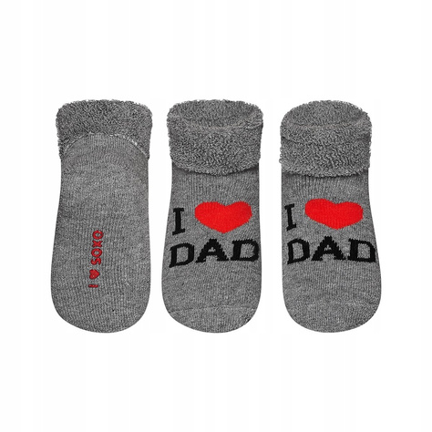 Chaussettes bébé SOXO grises avec inscription | I love dad