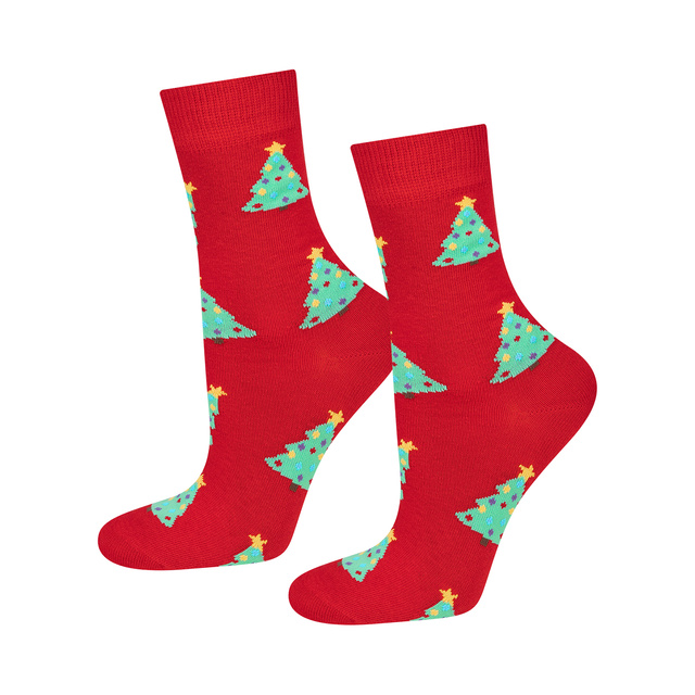 Set 4x chaussettes colorées pour femmes SOXO GOOD STUFF joyeux Noël cadeau chaussettes en coton