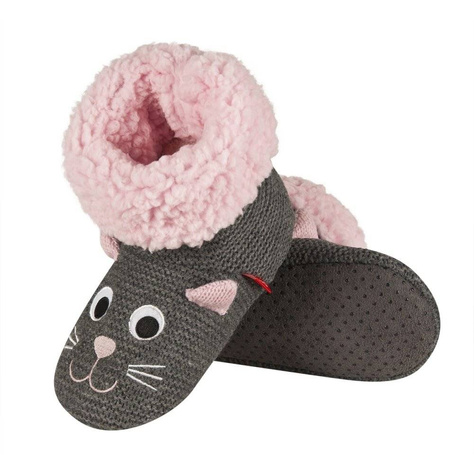 OUTLET Chaussons hauts SOXO pour enfants gris avec doublure en fausse fourrure 