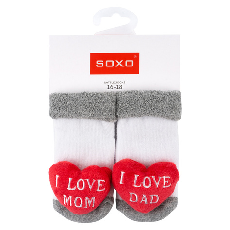 Lot de 2x chaussettes colorées SOXO pour bébé avec hochet