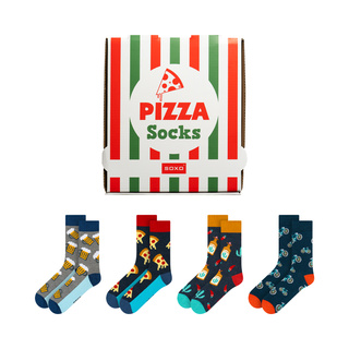 Lot de 4 chaussettes homme SOXO GOOD STUFF dans une boîte à pizza