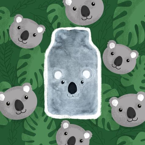 Chauffe-eau SOXO gris LARGE 1.8l dans une housse en peluche - Idée cadeau KOALA