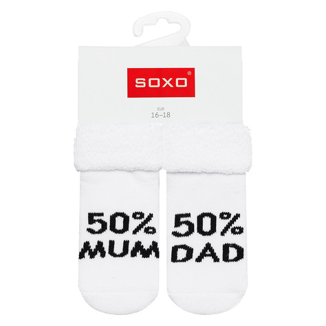 Chaussettes grises pour bébé SOXO avec inscription 