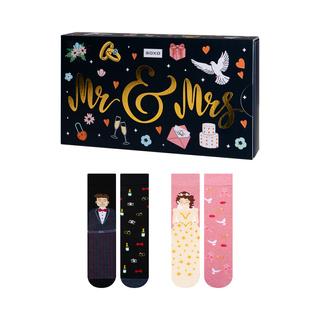 Chaussettes femme et homme SOXO mari et femme en coffret – 2 paires