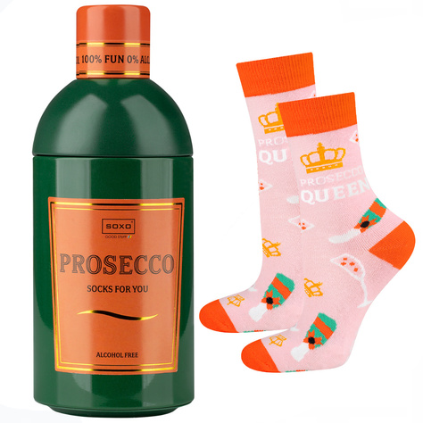 Lot de 2 chaussettes pour femmes SOXO GOOD STUFF drôles Prosecco et Apéritif dans une bouteille cadeau