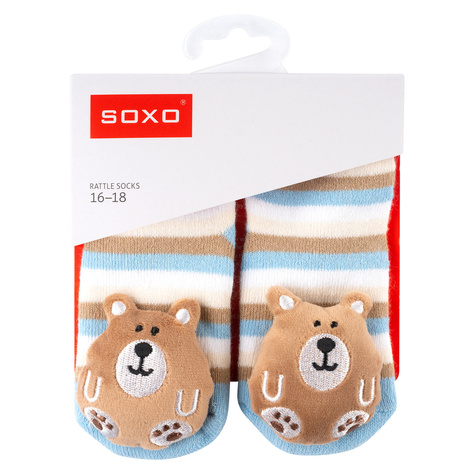 Lot de 3x chaussettes colorées SOXO pour bébé avec hochet