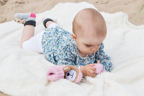 SOXO chaussons roses pour bébé avec ours en peluche