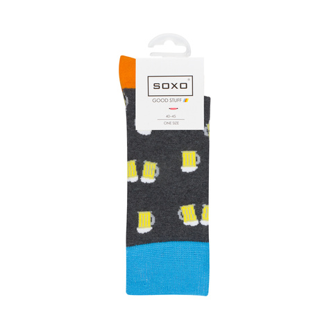 Chaussettes colorées en coton SOXO GOOD STUFF pour hommes | petites chopes de bière