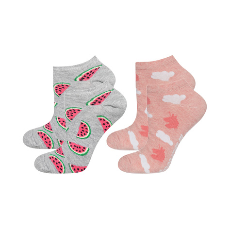 Lot de 2x chaussettes SOXO pour femmes | motifs fruités et amusants