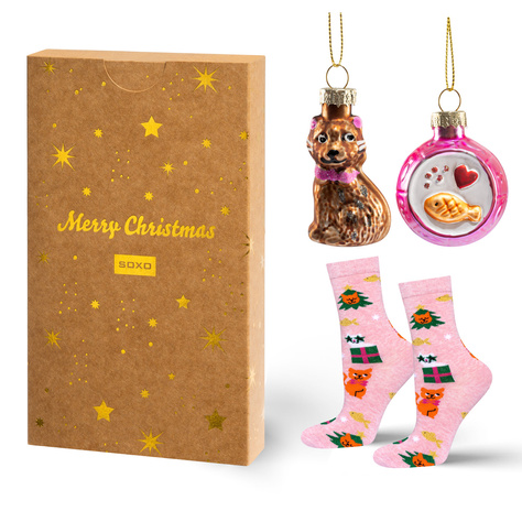 Coffret Chaussettes Femme Chats et Boules – Idéal pour un Cadeau