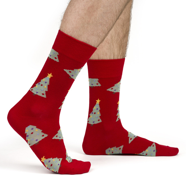 Set 4x chaussettes colorées pour hommes SOXO GOOD STUFF joyeux Noël cadeau chaussettes en coton