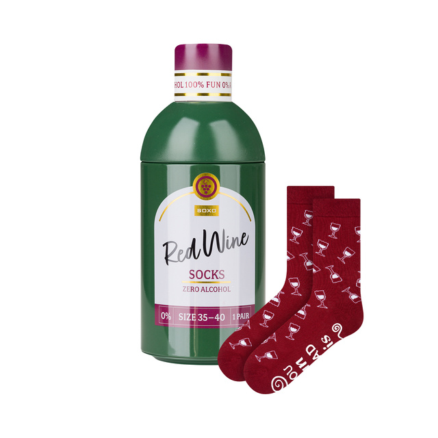 Chaussettes pour femmes SOXO GOOD STUFF drôles de Red Wine dans une bouteille cadeau