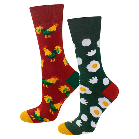 Chaussettes colorées homme SOXO poule | pizza | lanterne | oeuf - 4 paires 