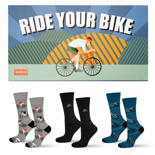 Chaussettes colorées pour hommes SOXO bicycle - 3 paires 