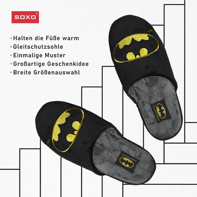 Lot de 1x chaussettes colorées SOXO Batman pour homme et 1x pantoufles Batman pour homme 