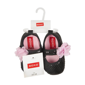 Chaussons bébé ballerines SOXO avec un nœud rose