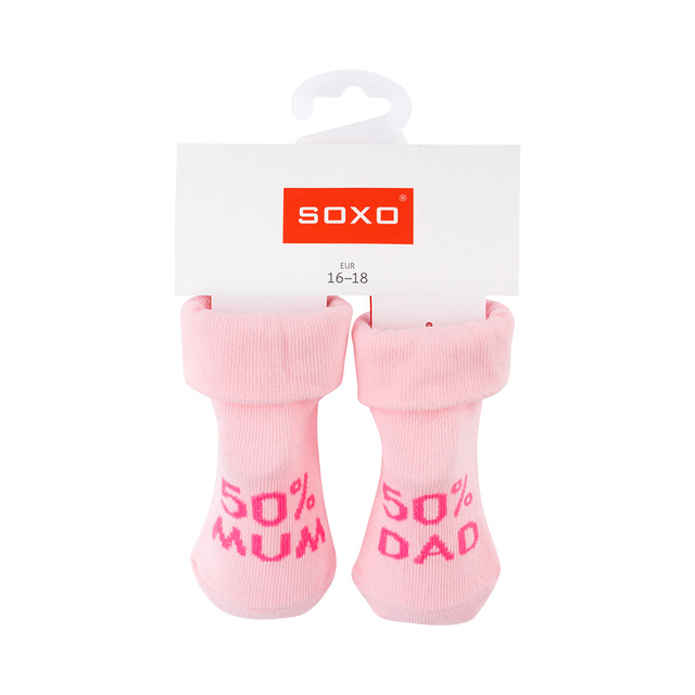 Lot de 3x chaussettes bébé SOXO bleu marine avec inscription 