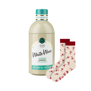 Chaussettes pour femmes SOXO GOOD STUFF drôles de White Wine dans une bouteille cadeau