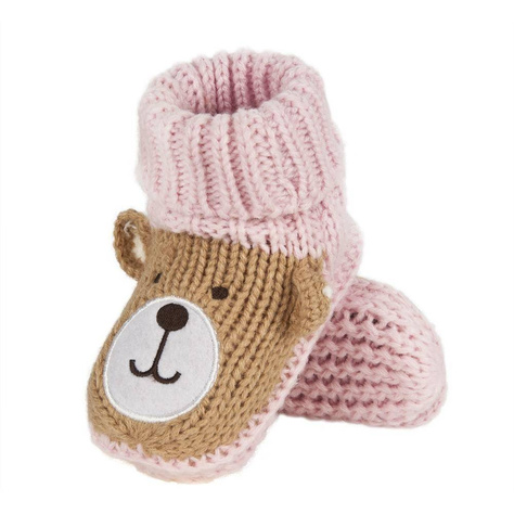 SOXO chaussons roses pour bébé avec ours en peluche