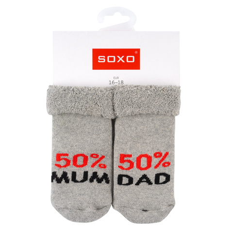 Lot de 3x chaussettes bébé SOXO bleu marine avec inscription 