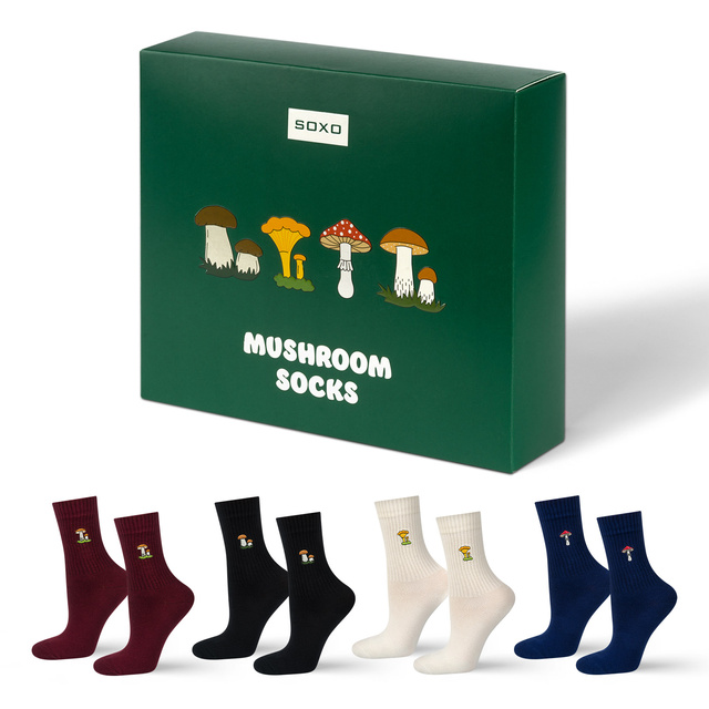 Lot de 4x chaussettes pour femmes SOXO champignons dans un paquet édition premium