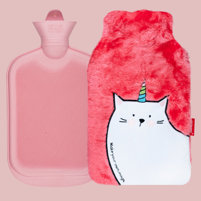 Chauffe bouillotte rose SOXO avec chat licorne